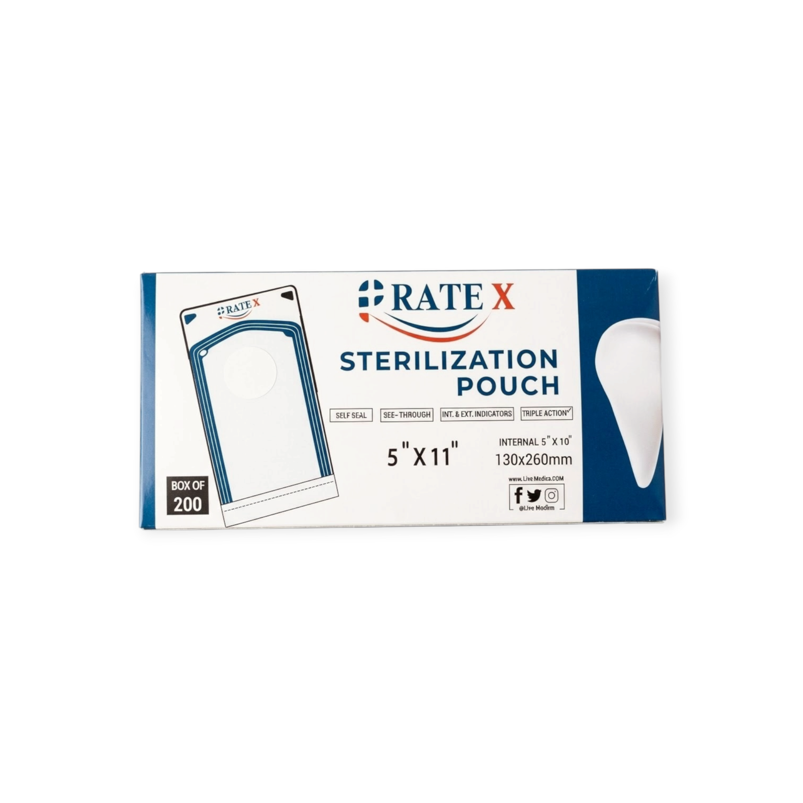Self seal sterilization pouch 13 cm